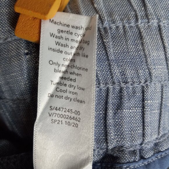 Athleta Size 18 Shorts Cabo Linen Womens Blue Drawstring Elastic Waist Pockets - Picture 6 of 6